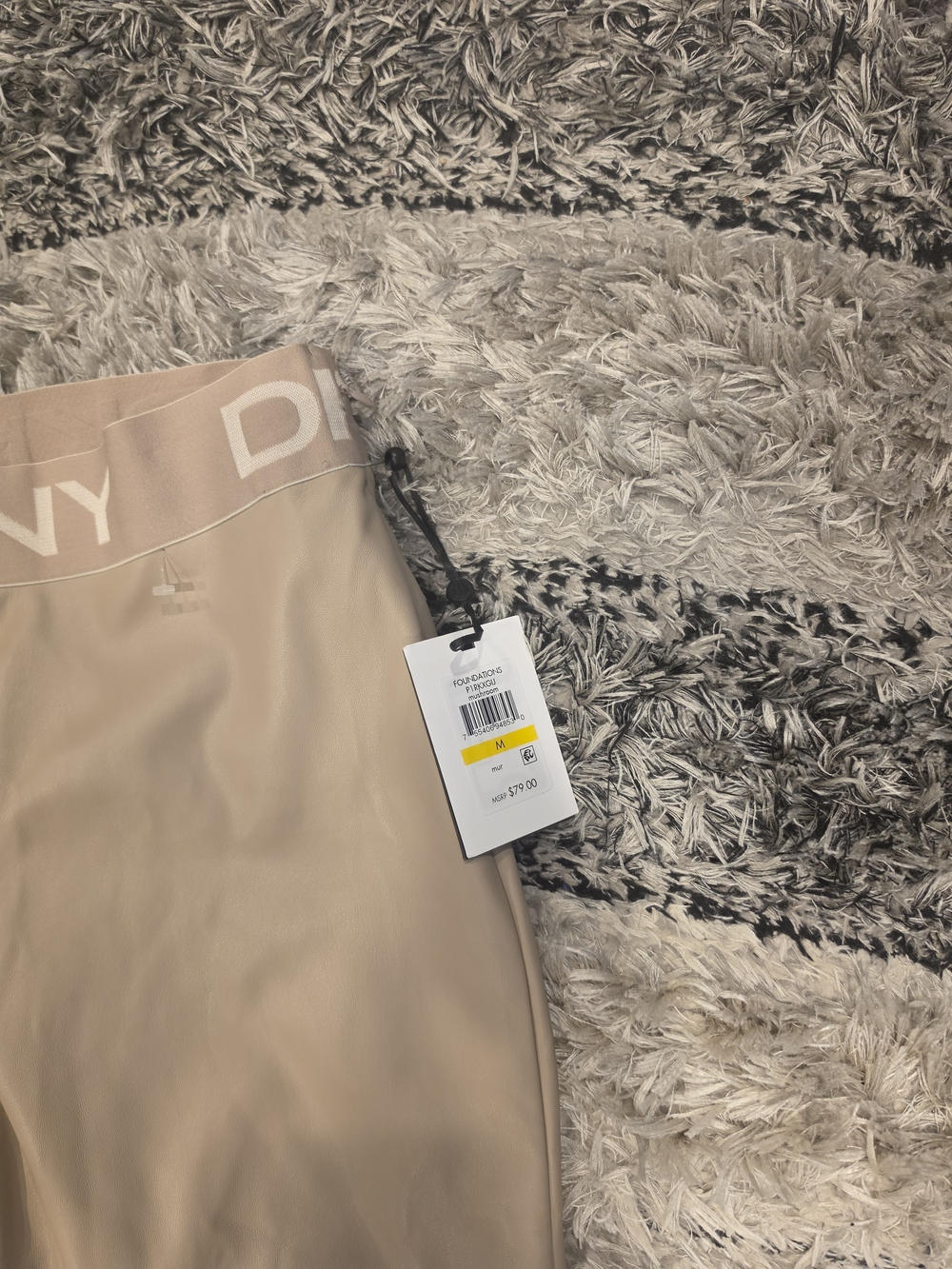 DKNY Tan Faux-Leather High-Waist Ponte Pants - Picture 4 of 5